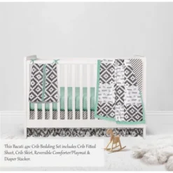Bacati - Love Aztec Design/Print Gray Mint 4 Pc Crib Bedding Set With Diaper Caddy -Love To Dream Baby Shop GUEST 02407937 c61a 4743 8524 86da814a66ae