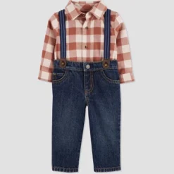 Carter's Just One You®️ Baby Boys' Plaid Top & Bottom Set - Brown