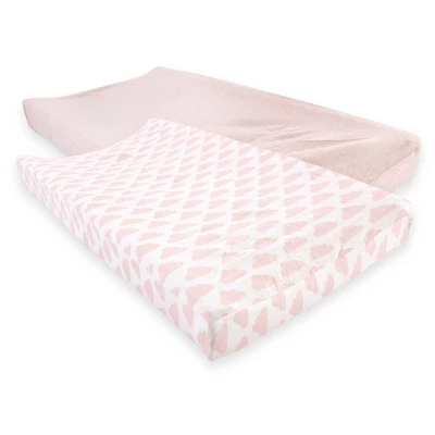 Hudson Baby Infant Girl Cotton Changing Pad Cover, Heather Pink Cloud, One Size 3 Hudson Baby Infant Girl Cotton Changing Pad Cover, Heather Pink Cloud, One Size