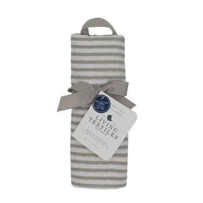 Living Textiles|Single Pack Muslin Grey Stripe 3 Living Textiles|Single Pack Muslin Grey Stripe