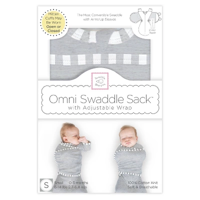 Omni Swaddle Wrap & Arms Up Sleeves & Mitten Cuffs - Heathered Gray With Stripe Trim 0-3 Months 7 Omni Swaddle Wrap & Arms Up Sleeves & Mitten Cuffs - Heathered Gray With Stripe Trim 0-3 Months - Image 5