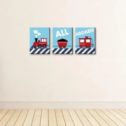 Big Dot Of Happiness Railroad Crossing - Steam Train Baby Boy Nursery Wall Art And Kids Room Decor - Gift Ideas - 7.5 X 10 Inches - Set Of 3 Prints -Love To Dream Baby Shop GUEST 13219268 22dc 4b7f ba35 c9ab404852c4