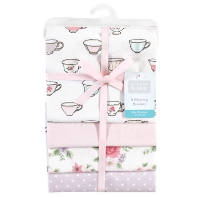 Hudson Baby Infant Girl Cotton Flannel Receiving Blankets, Tea Party, One Size 3 Hudson Baby Infant Girl Cotton Flannel Receiving Blankets, Tea Party, One Size