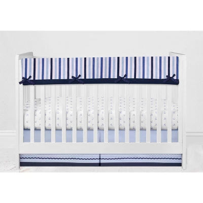 Bacati - Little Sailor Anchor Boat Blue Navy 6 Pc Crib Bedding Set With Long Rail Guard Cover 11 Bacati - Little Sailor Anchor Boat Blue Navy 6 Pc Crib Bedding Set With Long Rail Guard Cover - Image 9