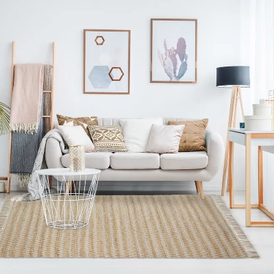 Handwoven Eco-Friendly Jute And Cotton Chevron Tassel Indoor Area Rug Or Runner By Blue Nile Mills 3 Handwoven Eco-Friendly Jute And Cotton Chevron Tassel Indoor Area Rug Or Runner By Blue Nile Mills