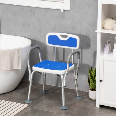 HOMCOM EVA Padded Shower Chair With Arms And Back, Bath Seat With Adjustable Height, Anti-slip Shower Bench For Seniors, Disabled, Tool-Free Assembly 3 HOMCOM EVA Padded Shower Chair With Arms And Back, Bath Seat With Adjustable Height, Anti-slip Shower Bench For Seniors, Disabled, Tool-Free Assembly