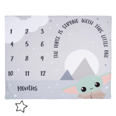 Lambs & Ivy Star Wars The Child/Grogu/Baby Yoda Fleece Milestone Blanket W/ Star 3 Lambs & Ivy Star Wars The Child/Grogu/Baby Yoda Fleece Milestone Blanket W/ Star