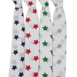Bacati - Stars Boys Swaddling Muslin Blankets Of 4 (Navy,Green, Red,Gray) -Love To Dream Baby Shop GUEST 17291194 47de 47d0 902d 5ca8039df883