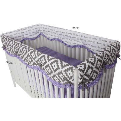 Bacati - Love Gray/Lilac Stripes Long Side Crib Rail Guard Cover 8 Bacati - Love Gray/Lilac Stripes Long Side Crib Rail Guard Cover - Image 6