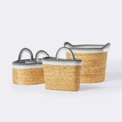 Braided Water Hyacinth Tapered Floor Basket With Coiled Rope Handles - Gray - Cloud Island™ 7 Braided Water Hyacinth Tapered Floor Basket With Coiled Rope Handles - Gray - Cloud Island™ -Love To Dream Baby Shop GUEST 19429f9d 4e11 486f b40a f3f1fb17c34c
