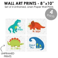 Big Dot Of Happiness Roar Dinosaur - Unframed Dino Trex Nursery And Kids Room Linen Paper Wall Art - Set Of 4 - Artisms - 8 X 10 Inches -Love To Dream Baby Shop GUEST 1cf6b6d4 8c20 43f1 9bd0 c826d651f7ec