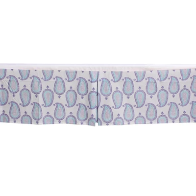 Bacati - Isabella Paisley Aqua/Lilac/Purple Paisley Crib/Toddler Bed Skirt 4 Bacati - Isabella Paisley Aqua/Lilac/Purple Paisley Crib/Toddler Bed Skirt - Image 2