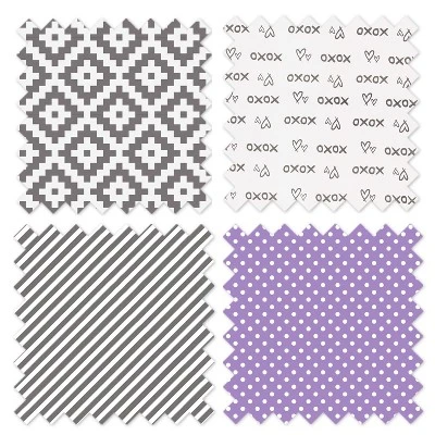 Bacati - Love Gray/Lilac Stripes Long Side Crib Rail Guard Cover 9 Bacati - Love Gray/Lilac Stripes Long Side Crib Rail Guard Cover - Image 7