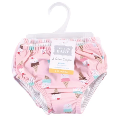 Hudson Baby Infant And Toddler Girl Swim Diapers, Ice Cream Cone 3 Hudson Baby Infant And Toddler Girl Swim Diapers, Ice Cream Cone