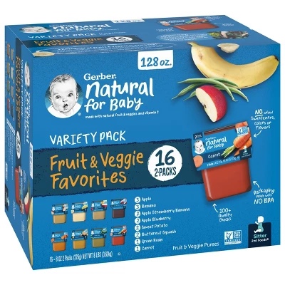 Gerber Sitter 2nd Foods 16pk Fruit & Veggie Baby Food Variety Pack - 128oz 3 Gerber Sitter 2nd Foods 16pk Fruit & Veggie Baby Food Variety Pack - 128oz