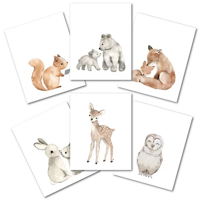 Lambs & Ivy Watercolor Woodland Animals 6-Piece Unframed Nursery Wall Art Decor 3 Lambs & Ivy Watercolor Woodland Animals 6-Piece Unframed Nursery Wall Art Decor