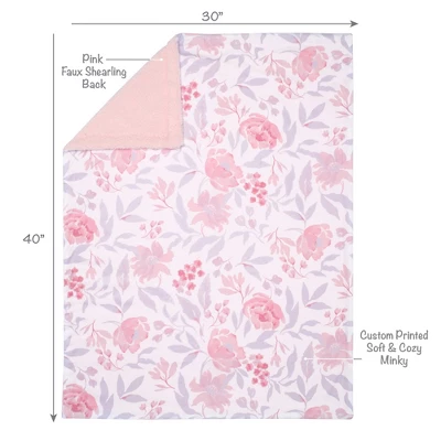 Bedtime Originals Lavender Floral Pink/Purple Soft Fleece Baby Blanket 4 Bedtime Originals Lavender Floral Pink/Purple Soft Fleece Baby Blanket - Image 2