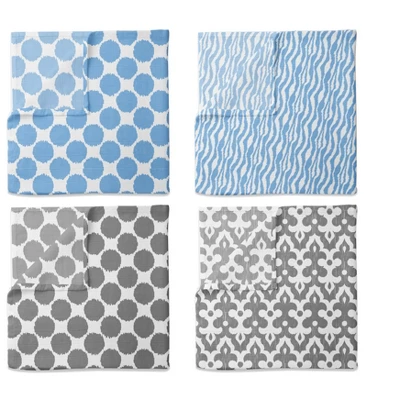 Bacati - Ikat Dots Zebra Blue Grey Boys 10 Pc Crib Set With Long Rail Guard Cover & 4 Muslin Swaddling Blankets 10 Bacati - Ikat Dots Zebra Blue Grey Boys 10 Pc Crib Set With Long Rail Guard Cover & 4 Muslin Swaddling Blankets - Image 8