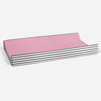 Bacati - Elephants Pink/Gray Pink Pin Dots Quilted Top Changing Pad Cover 4 Bacati - Elephants Pink/Gray Pink Pin Dots Quilted Top Changing Pad Cover - Image 2