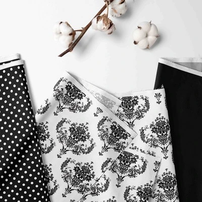 Bacati - Classic Damask Black Gray White 3 Pc Toddler Bed Sheet Set 3 Bacati - Classic Damask Black Gray White 3 Pc Toddler Bed Sheet Set