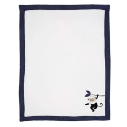 Lambs & Ivy Jungle Party White/Navy Monkey Soft Fleece Baby Blanket