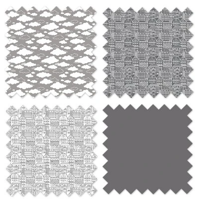 Bacati - Clouds In The City White/Gray Long Side Crib Rail Guard Cover 6 Bacati - Clouds In The City White/Gray Long Side Crib Rail Guard Cover - Image 4