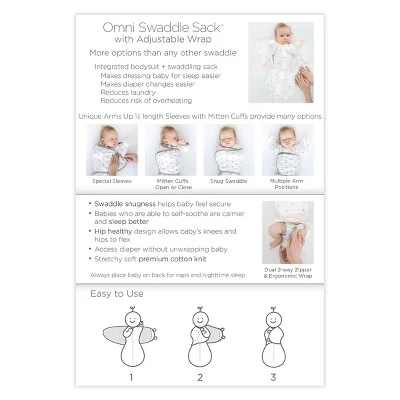 Omni Swaddle Wrap & Arms Up Sleeves & Mitten Cuffs - Heathered Gray With Stripe Trim 0-3 Months 8 Omni Swaddle Wrap & Arms Up Sleeves & Mitten Cuffs - Heathered Gray With Stripe Trim 0-3 Months - Image 6
