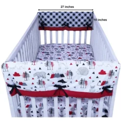 Bacati - Lumberjack Red/Black/Gray Boys Cotton Crib Rail Guard Covers Set Of 2 -Love To Dream Baby Shop GUEST 3ca3998c 570e 4829 90e9 1e0fc0072974