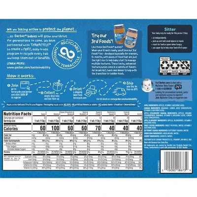 Gerber Sitter 2nd Foods 16pk Fruit & Veggie Baby Food Variety Pack - 128oz 5 Gerber Sitter 2nd Foods 16pk Fruit & Veggie Baby Food Variety Pack - 128oz - Image 3