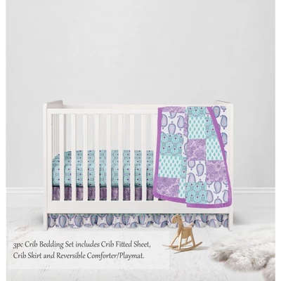 Bacati - Paisley Isabella Purple Lilac Aqua 3 Pc Crib Bedding Set 4 Bacati - Paisley Isabella Purple Lilac Aqua 3 Pc Crib Bedding Set - Image 2