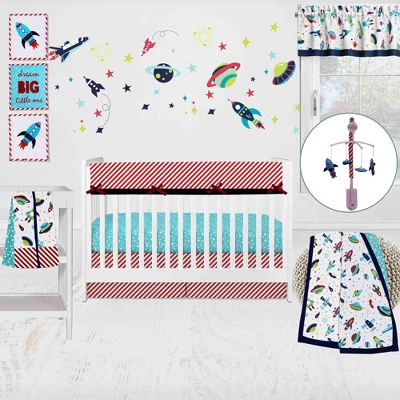 Bacati - Space Multicolor Boys Cotton Long Crib Rail Guard Cover 9 Bacati - Space Multicolor Boys Cotton Long Crib Rail Guard Cover - Image 7