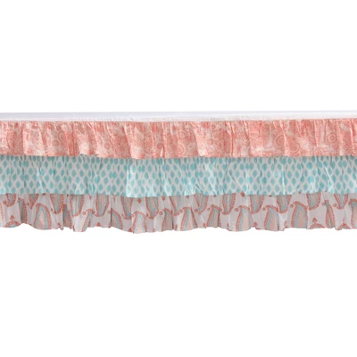 Bacati - Paisley Sophia Coral Aqua 3 Pc Crib Bedding Set 7 Bacati - Paisley Sophia Coral Aqua 3 Pc Crib Bedding Set - Image 5