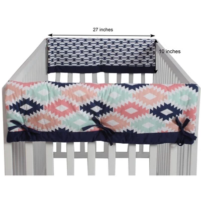 Bacati - Emma Crib Rail Guard Covers Set Of 2 Coral/Mint/Navy 4 Bacati - Emma Crib Rail Guard Covers Set Of 2 Coral/Mint/Navy - Image 2