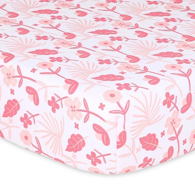 The Peanutshell Fitted Crib Sheets - Pink Floral Punch - 4pk 5 The Peanutshell Fitted Crib Sheets - Pink Floral Punch - 4pk - Image 3