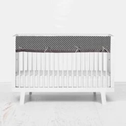 Bacati - Elephants White/Gray Long Crib Rail Guard Cover