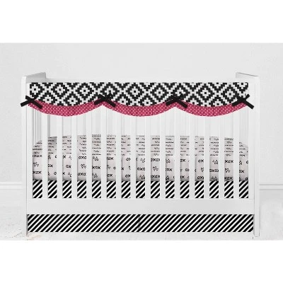 Bacati - Love Black Fuschia 10 Pc Crib Bedding Set With Long Rail Guard Cover 11 Bacati - Love Black Fuschia 10 Pc Crib Bedding Set With Long Rail Guard Cover - Image 9