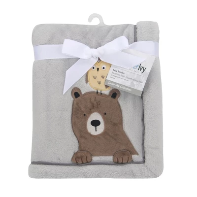 Lambs & Ivy Sierra Sky Grey Bear/Owl Soft Fleece Baby Blanket 5 Lambs & Ivy Sierra Sky Grey Bear/Owl Soft Fleece Baby Blanket - Image 3