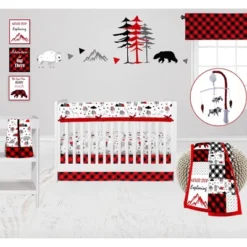 Bacati - Lumberjack Red/Black/Gray Boys Cotton Crib Rail Guard Covers Set Of 2 -Love To Dream Baby Shop GUEST 47e1baac 18ee 4c27 b2b4 c5c179f1de65