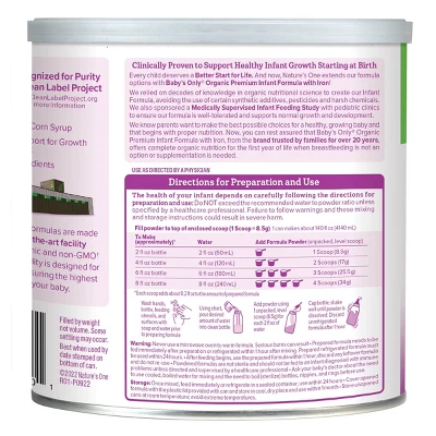 Baby's Only Organic Premium Dairy Powder Infant Formula - 21oz 3 Baby's Only Organic Premium Dairy Powder Infant Formula - 21oz