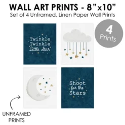 Big Dot Of Happiness Twinkle Twinkle Little Star - Unframed Moon & Cloud Nursery And Kids Room Linen Paper Wall Art - Set Of 4 Artisms - 8 X 10 Inches -Love To Dream Baby Shop GUEST 4966ced4 5470 44c0 878c cfd11b2264ed