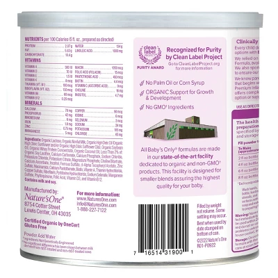 Baby's Only Organic Premium Dairy Powder Infant Formula - 21oz 4 Baby's Only Organic Premium Dairy Powder Infant Formula - 21oz - Image 2