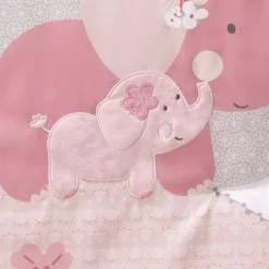 The Peanutshell Pink Elephant Crib Bedding Set, 3pc To 12 Pc, For Girls