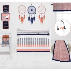 Bacati - Olivia Coral Navy 10 Pc Crib Bedding Set With Long Rail Guard Cover -Love To Dream Baby Shop GUEST 4d93eb7f 33ab 4220 9731 ca14419ad5c8 1