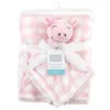 Hudson Baby Infant Girl Plush Blanket With Security Blanket, Pig, One Size