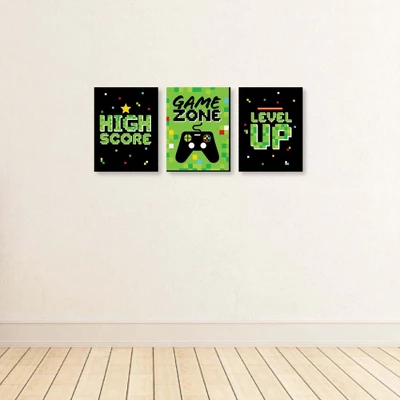 Big Dot Of Happiness Game Zone - Nursery Wall Art And Pixel Video Game Kids Room Decorations - Gift Ideas - 7.5 X 10 Inches - Set Of 3 Prints 4 Big Dot Of Happiness Game Zone - Nursery Wall Art And Pixel Video Game Kids Room Decorations - Gift Ideas - 7.5 X 10 Inches - Set Of 3 Prints - Image 2