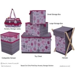 Bacati - Owls Pink/Gray Girls Collapsible Laundry Hamper -Love To Dream Baby Shop GUEST 51358a5f cfcb 487e bbef 54ed9fdc4308
