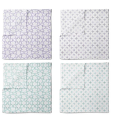 Bacati - Petals/Floral Muslin Swaddling Blankets Set Of 4 Aqua/Lilac 3 Bacati - Petals/Floral Muslin Swaddling Blankets Set Of 4 Aqua/Lilac
