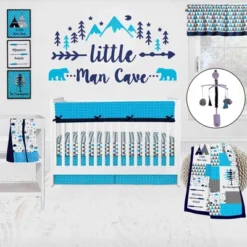 Bacati - Woodlands Aqua/Navy/Gray Boys Cotton Crib Rail Guard Covers Set Of 2 -Love To Dream Baby Shop GUEST 53b876f0 e7ae 4e7e 9d2f 93f8913de2d9