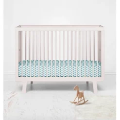 Bacati - Aqua Leaves Printed 100 Percent Cotton Universal Baby US Standard Crib Or Toddler Bed Fitted Sheet -Love To Dream Baby Shop GUEST 548c178c 2f69 4ada 92b9 d992704f7c2a
