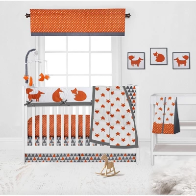 Bacati - Playful Fox Long Crib Rail Guard Cover Orange/Gray 5 Bacati - Playful Fox Long Crib Rail Guard Cover Orange/Gray - Image 3